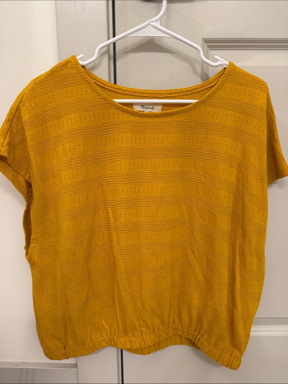 Madewell Golden Yellow Textured Short-Sleeve Knit Top